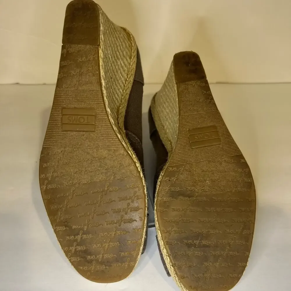 Toms Women's Taupe Wedge Heels Size 7.5